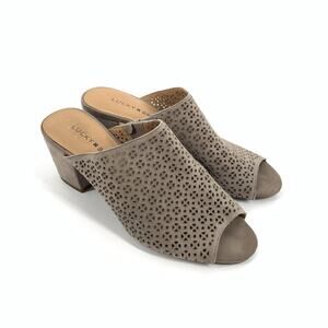 Lucky Brand Islandro 2 Bringle Open Toe Slip On Mule Heels 6 Womens Cream Tan